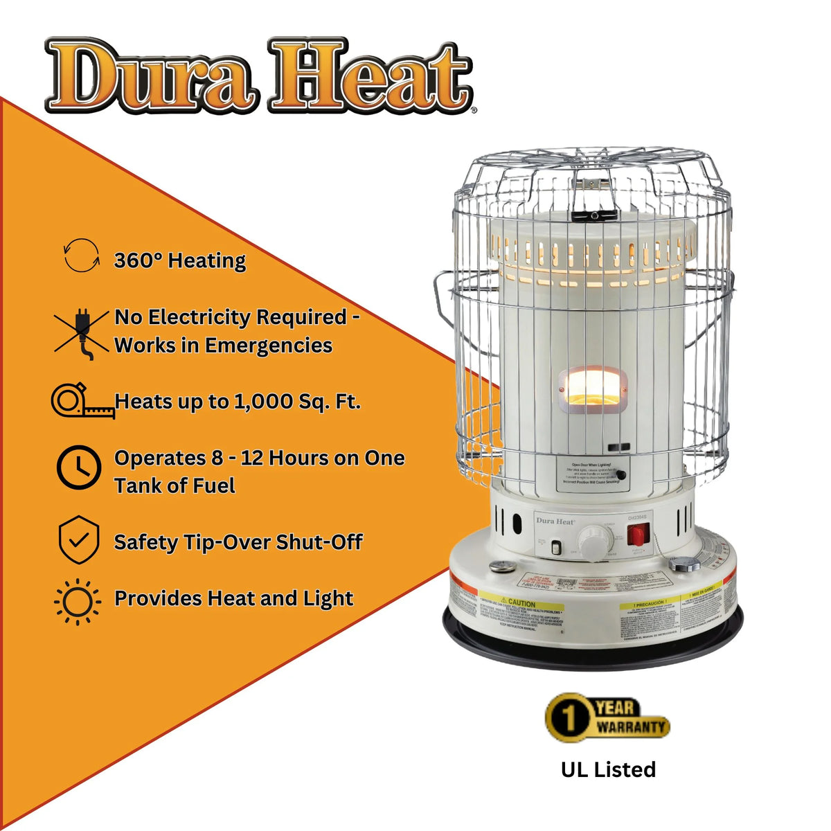 Dura Heat Convection Kerosene Heater, 23,800 BTU, Indoor Portable Heater - DH2304BB