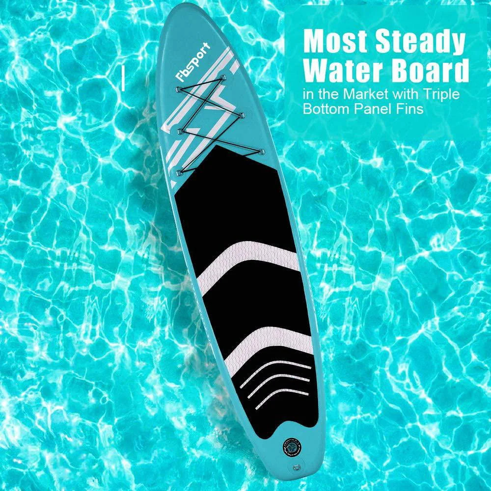 FBSPORT Paddle Board 11'x33"x6" Extra Wide Inflatable Stand Up Paddle Board with SUP Accessories Including Paddle,Backpack,Waterproof Bag,Leash,and Hand Pump