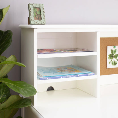 Guidecraft Taiga Kids Desk and Chair Set with Hutch - Navy: Kids Wooden Computer Desk with Storage Drawers and Shelves | Kids Study Table for Bedroom