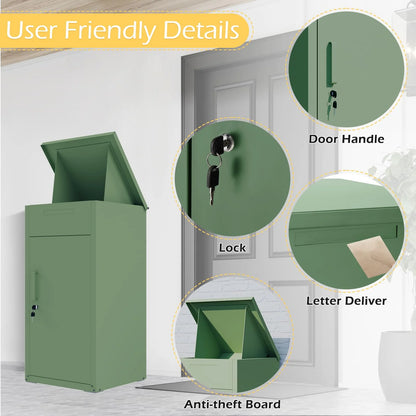 AECOJOY Package Delivery Boxes for Outside Parcel Drop Box Outdoor Storage Box Wall Mounted Express Mail Package Delivery Box 17" x 16" x 38.3" Black