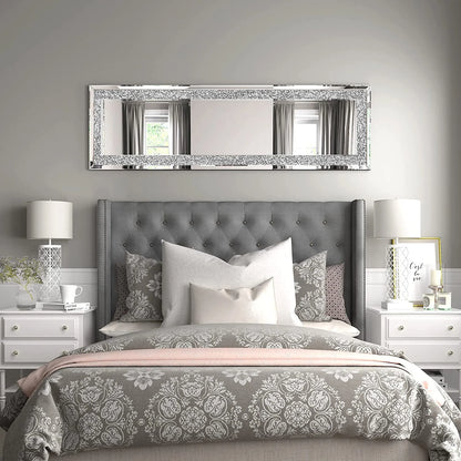 KOHROS 58"x18" Crystal Full Length Standing Floor Mirror Full Body Mirror Silver