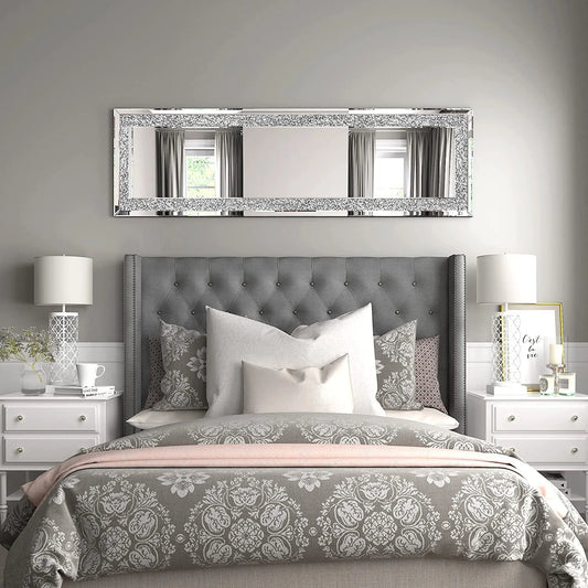 KOHROS 58"x18" Crystal Full Length Standing Floor Mirror Full Body Mirror Silver