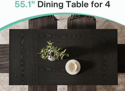 Rectangular 55" Dining Table for 4-6, Mid-Century Modern Kitchen Dining Table, Yellow