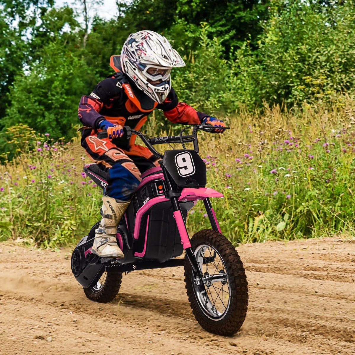 Kids Electric Dirt Bike,Electric-Powered Bike,2 Speed Settings,14.29 MPH Max,All-Terrain Electric Motorcycle for Ages 6-12,High-Speed Electric Dirt Bike for Kids,24V 350W