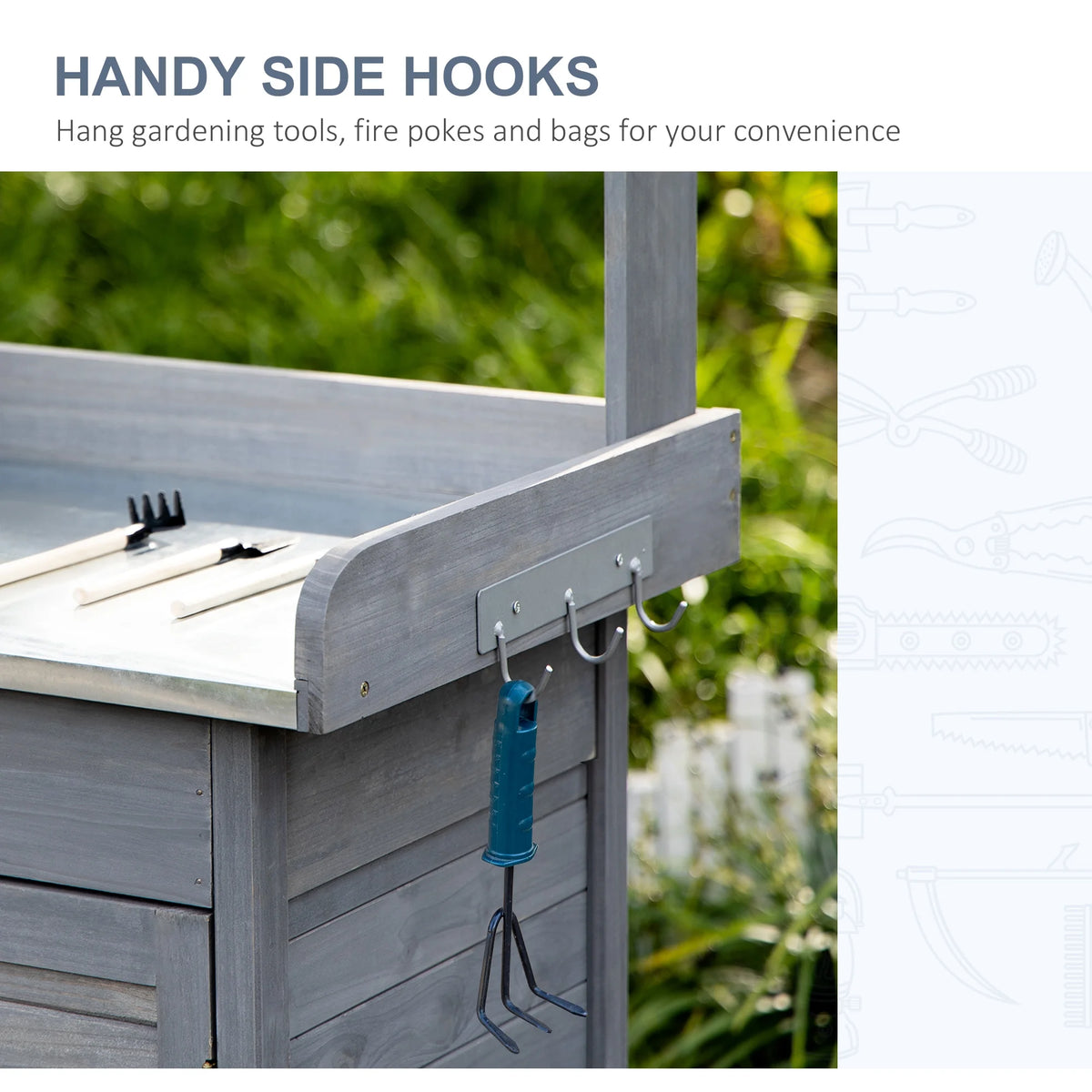 Outsunny Potting Bench Prep Table with Faucet, Sink, and Storage, Gray