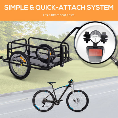 Aosom Foldable Bike Cargo Trailer Cart with Hitch, 88 lbs. Capacity, Black