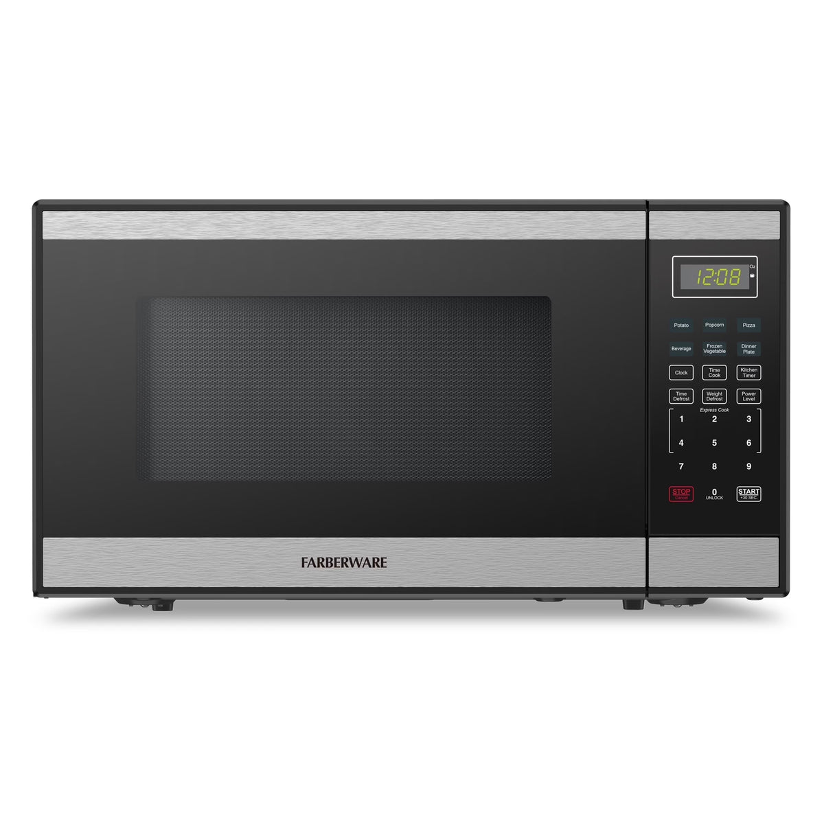 Farberware Countertop Microwave Ov 1100 Watts, 2.2 cu ft - Smart Sensor With LED Lighting and Child Lock - Perfect for Apartments and Dorms - Easy Clean Black Interior, Stainless Steel