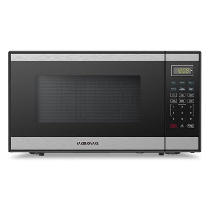 Farberware Countertop Microwave Ov 1100 Watts, 2.2 cu ft - Smart Sensor With LED Lighting and Child Lock - Perfect for Apartments and Dorms - Easy Clean Black Interior, Stainless Steel