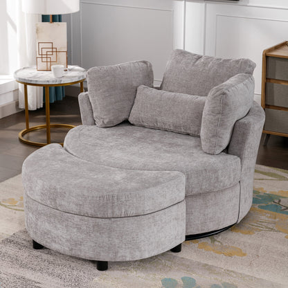 Muumblus Teddy Swivel Accent Barrel Chair, Modern Oversize Sherpa Comfy Round Reading Armchair for Living Room, Ivory
