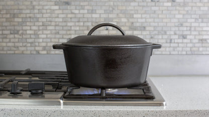 Lodge Pre-Seasoned 5 Quart Cast Iron Dutch Oven with Loop Handles and Cast Iron Cover
