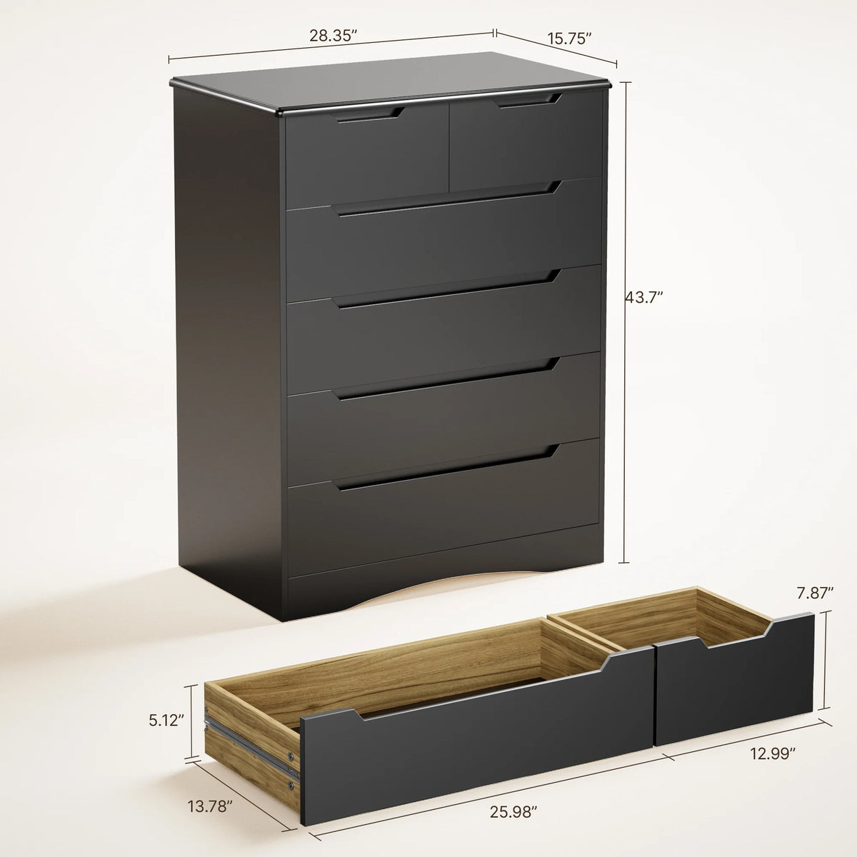 Dresser for Bedroom, Lofka 6 Drawer Dresser, Chest of Drawers Tall White Dresser with Anti-Tripping, Cutout Handles