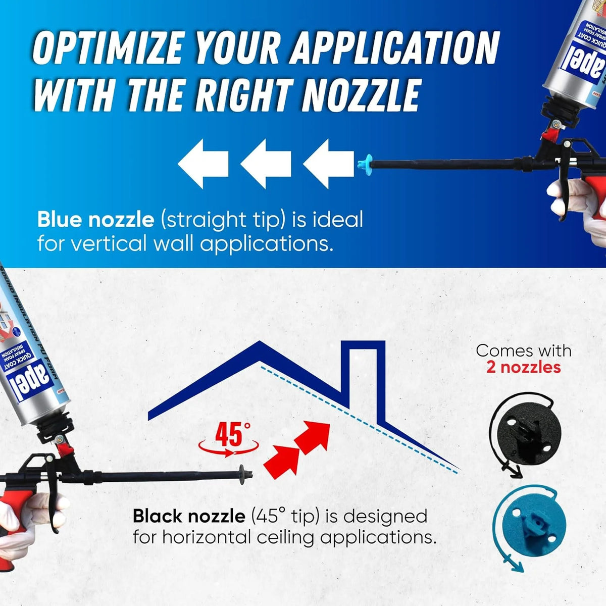 apel Spray Foam Insulation Kit (12 x 32.80 oz./240 Bd ft) Heat and Acoustic Insulation, Self Expanding Polyurethane Foam, Application Gun and Cleaner Included - 12 Pack