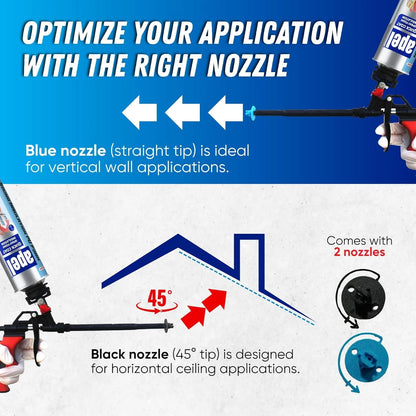 apel Spray Foam Insulation Kit (12 x 32.80 oz./240 Bd ft) Heat and Acoustic Insulation, Self Expanding Polyurethane Foam, Application Gun and Cleaner Included - 12 Pack