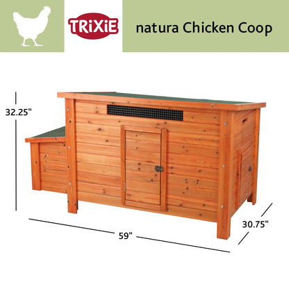 TRIXIE Weatherproof Outdoor Wooden Chicken Coop with 2 Nesting Boxes & Run, Brown
