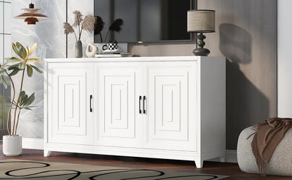 Euroco Modern TV Stand with Adjustable Shelves & Solid Wood Legs �C Media Console Cabinet with Storage for Living Room or Bedroom