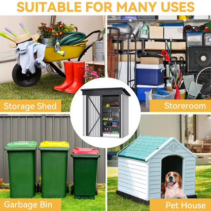 UFORIC 5x3ft Outdoor Storage Shed,Metal Garden Organizer, Lockable Door,Backyard,Garden,Dark Gray