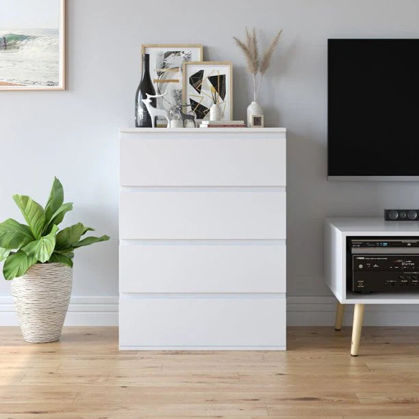 Homfa 5 Drawer White Dresser, Modern Storage Cabinet for Bedroom, White Chest of Drawers Wood Organizer for Living Room
