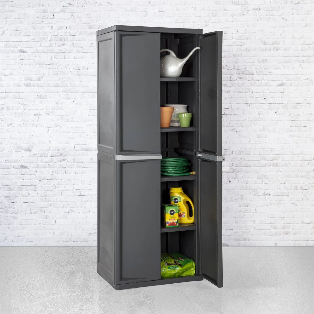 Sterilite 4 Shelf Cabinet Plastic, Flat Gray