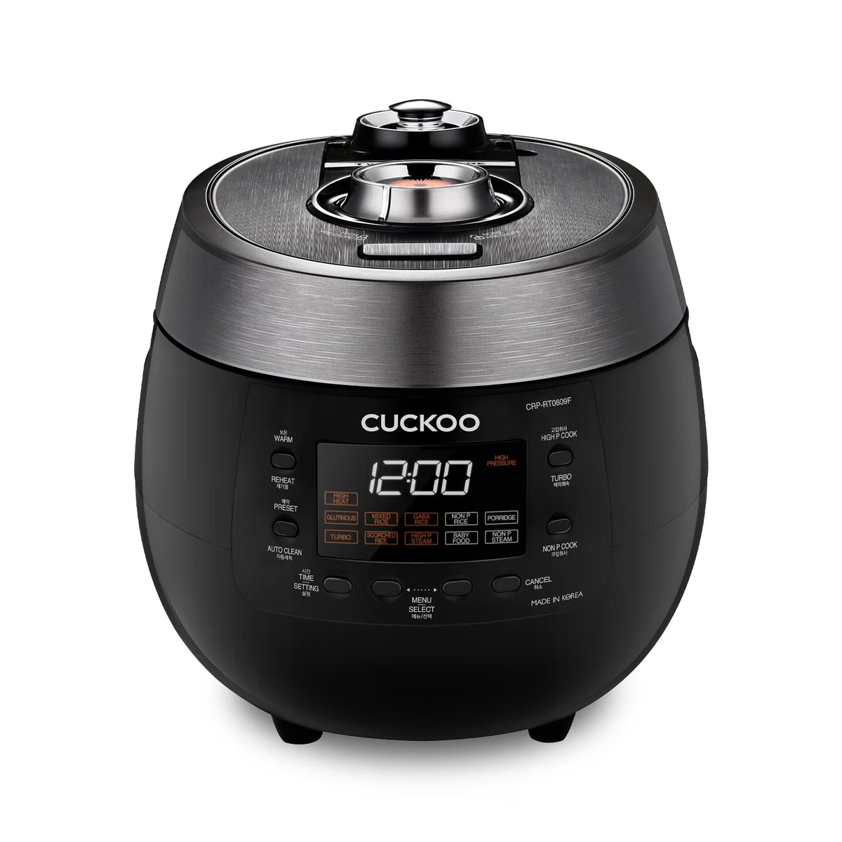 CUCKOO CRP-RT0609FB 6-Cup (Uncooked) / 12-Cup (Cooked) Twin Pressure Rice Cooker & Warmer with Nonstick Inner Pot, 14 Menu Options, Safe Steam Release, 3 Voice Guide, Auto Clean (Black)
