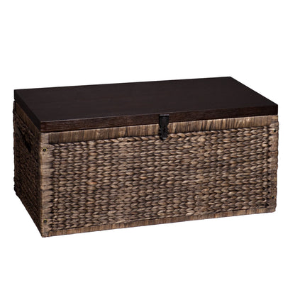 Samford Water Hyacinth Storage Trunk, Blackwashed with Espresso