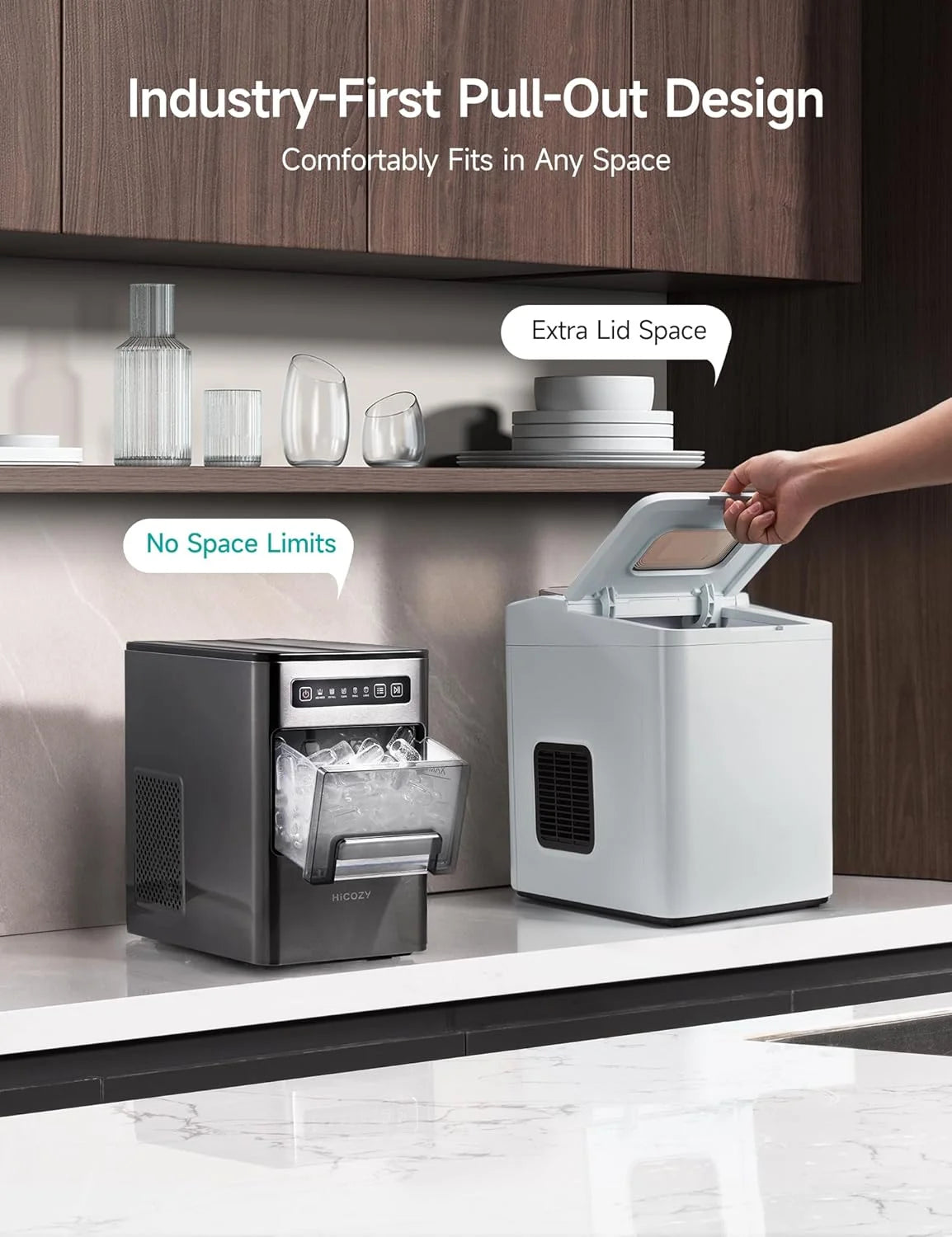 HiCOZY Ice Maker Portable Countertop, Ice Machine Countertop Ice in 6 Mins, 24 lbs/Day, Icemaker with Ice Scoop, for Gifts