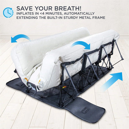Ivation EZ-Bed (Twin) Air Mattress with Frame & Rolling Case, Self Inflatable, Blow Up Bed Auto Shut-Off, Comfortable Surface AirBed, Best for Guest, Travel, Vacation, Camping