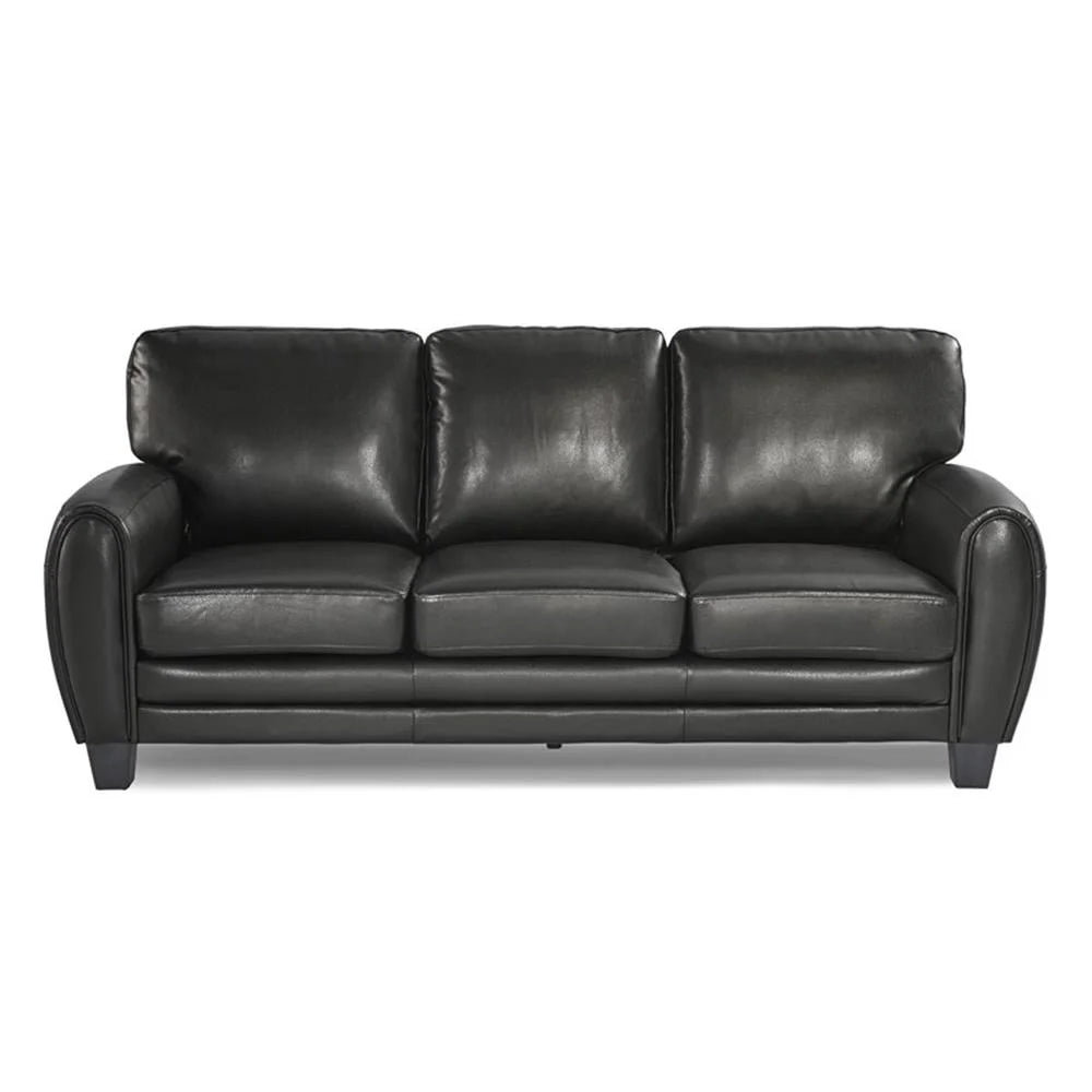 Pemberly Row 19" Contemporary Faux Leather Upholstered Sofa in Black
