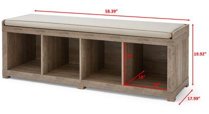 Better Homes & Gardens 4-Cube Shoe Storage 58.39" Bench, Weathered