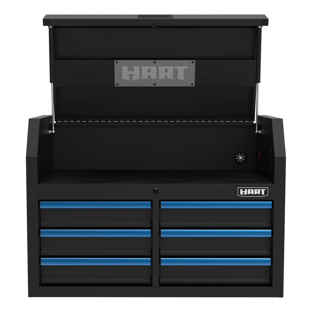 HART 36-Inch 5-Drawer Rolling Tool Cabinet with Wood Top, Locking Steel Garage Storage, Black