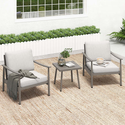 HAPPATIO Aluminum Outdoor Furniture Set - 5 Pieces Patio Furniture Set Includes 1 Side Table, 2 Swivel Chairs and 2 Ottomans with Thick Cushion, Patio Conversation Set for Backyard Poolside (Grey)