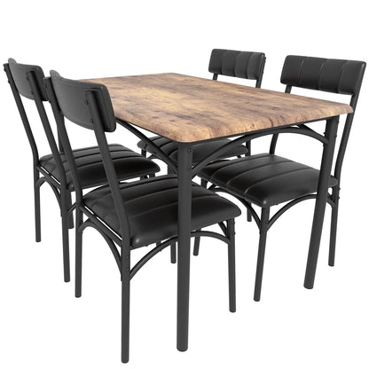 Zzistar 5 Piece Dining Table and Chairs Set, Wood Rectangular Dining Table with 4 Upholstered Chairs