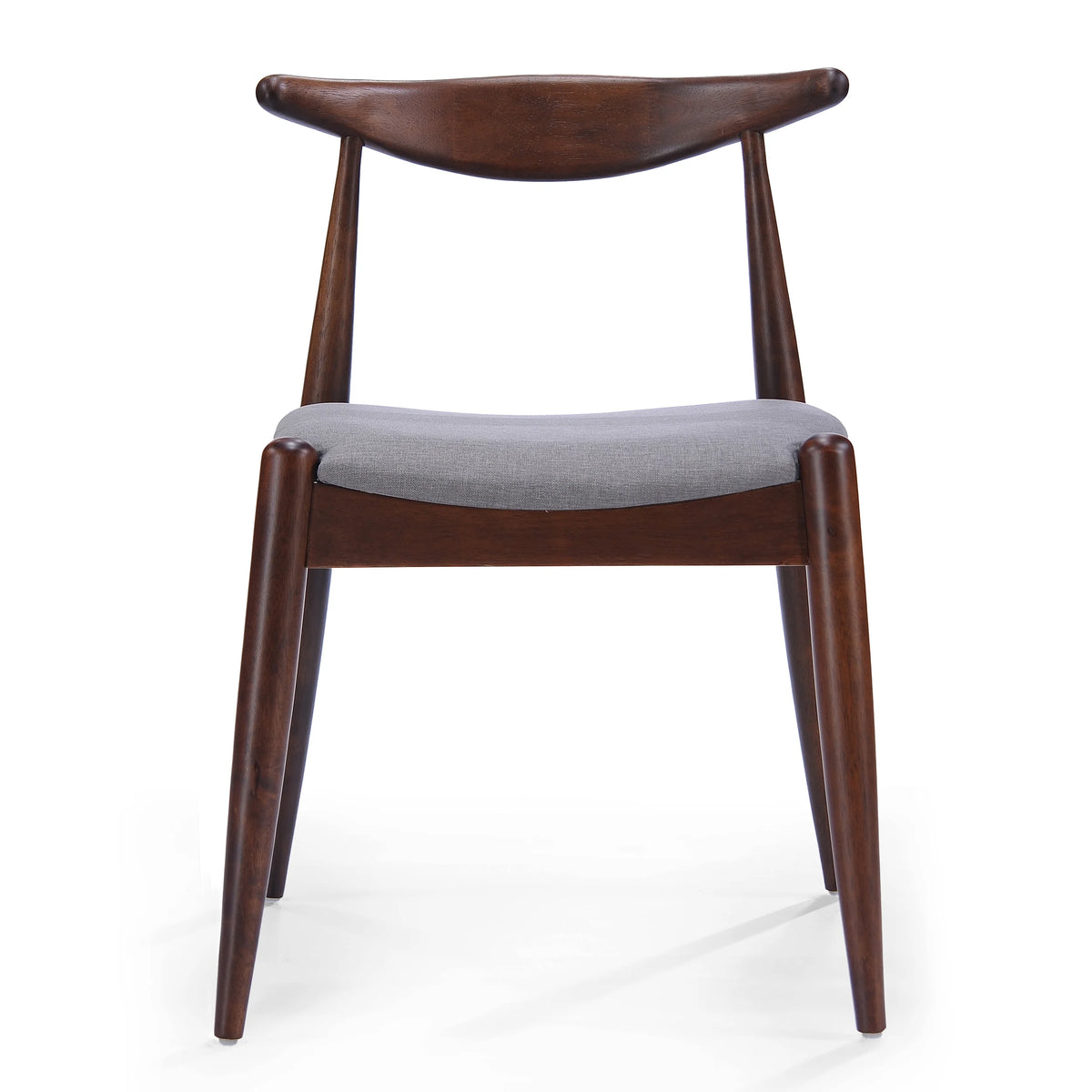 GDF Studio Virgil Mid Century Modern Fabric Upholstered Dining Chairs, Set of 2, Charcoal and Walnut