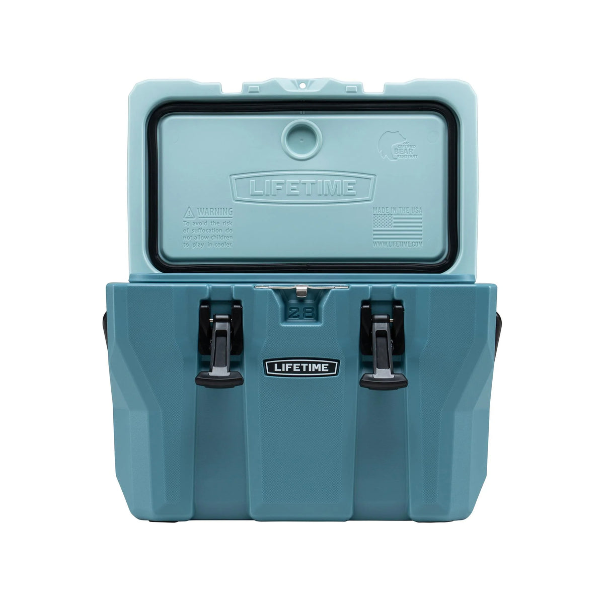 Lifetime 28 qt Bear-Resistant Camping Cooler, Premium High Performance, Ice Retention, Hard Cooler, 20 Can Capacity, Boulder Gray (91289)