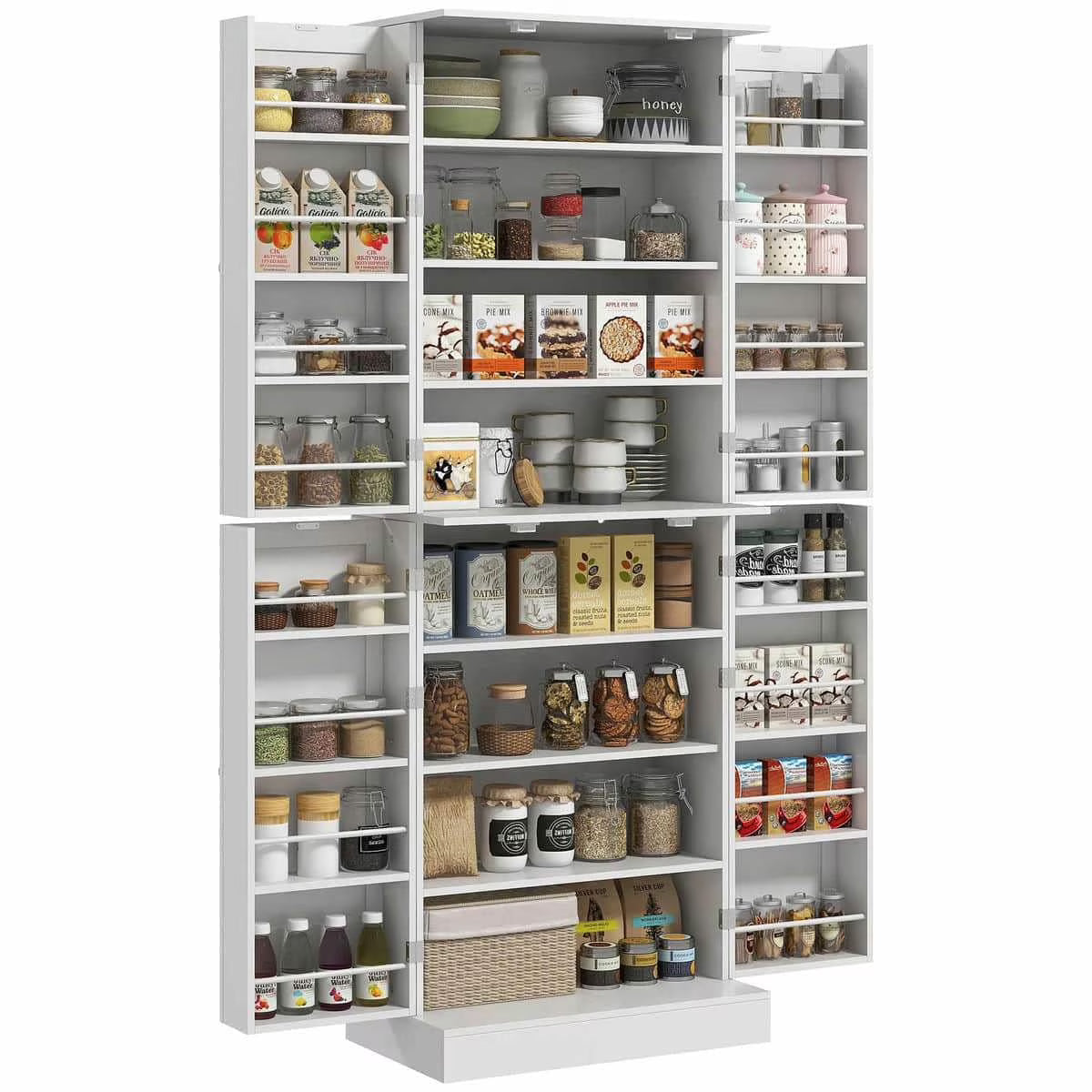 Spaco 17-Tier Kitchen Small Pantry Cabinet with 2 Doors and 6 Adjustable Shelves, Cabinet Pantry, Freestanding 5-Tier Shelving Pantries for Kitchen Storage, Gray