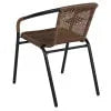 Emma + Oliver Indoor/Outdoor Stacking Rattan Restaurant Patio Chairs, Set of 2, Gray