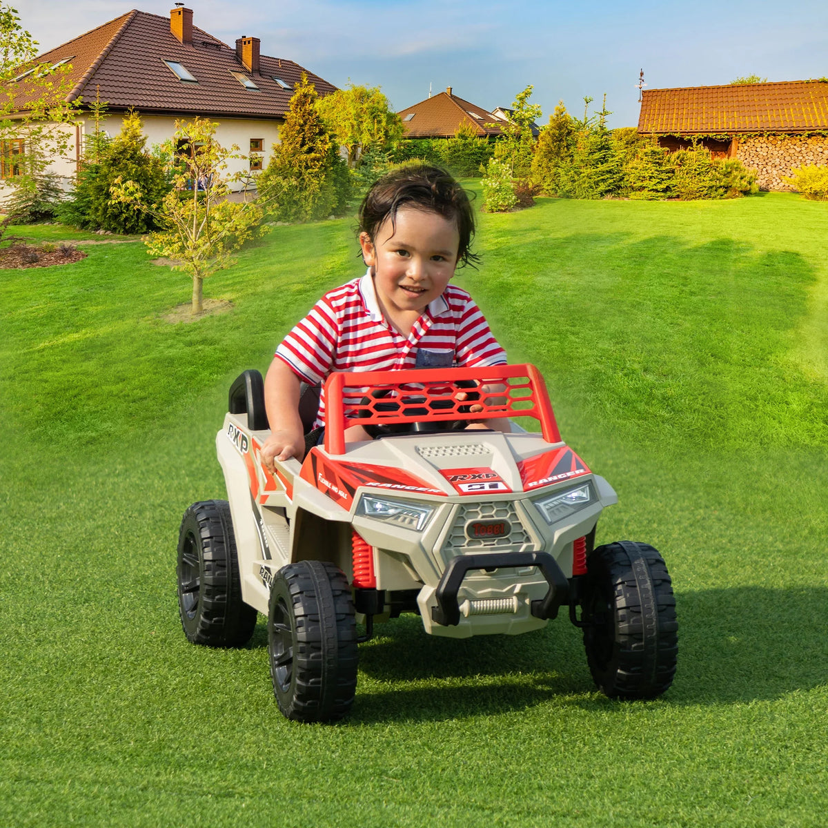 TOBBI 12V Kids Electric off-Road UTV Truck Car Battery Powered Ride on Toys for Girls with LED Headlights, Music, Horn
