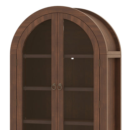 Uforic 73" Arched Pantry Cabinet with LED Light, Drawers, Shelves, Farmhouse Kitchen Storage, Black