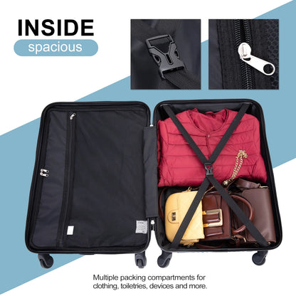 Tripcomp Luggage 3 Piece Set,Suitcase with Spinner Wheels Hardside Lightweight Luggage 20in24in28in.(Blue)