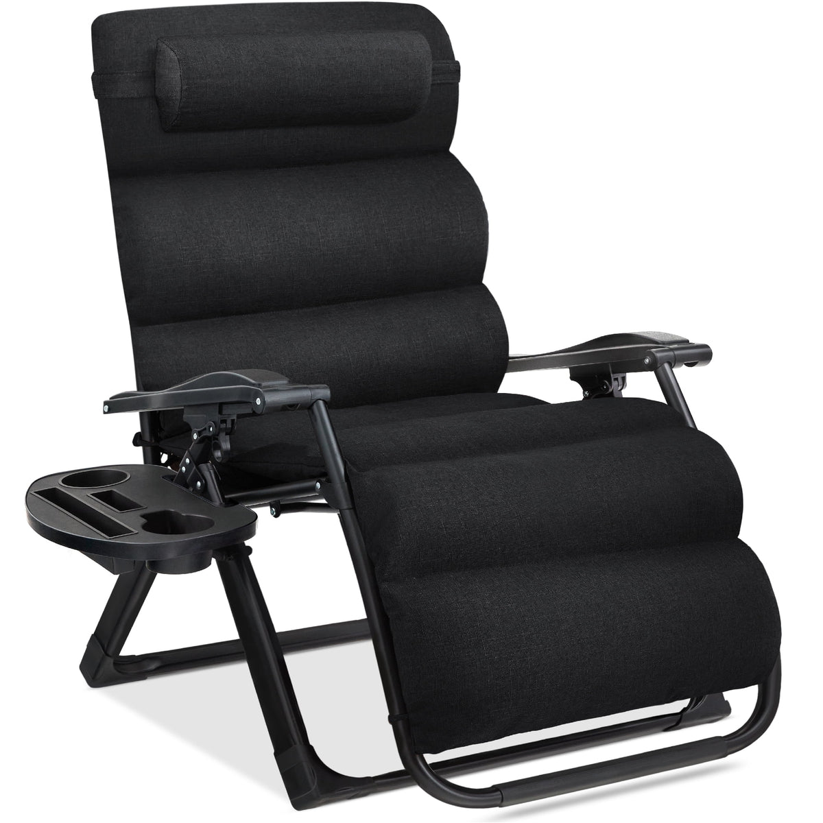 Best Choice Products Oversized Zero Gravity Chair, Folding Recliner w/ Removable Cushion, Side Tray - Fossil Gray