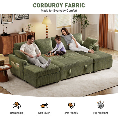 BedLuxury 83" Sectional Sleeper Sofa with Pull Out Bed, L Shaped Couch with Storage Seat for Living Room, Gray