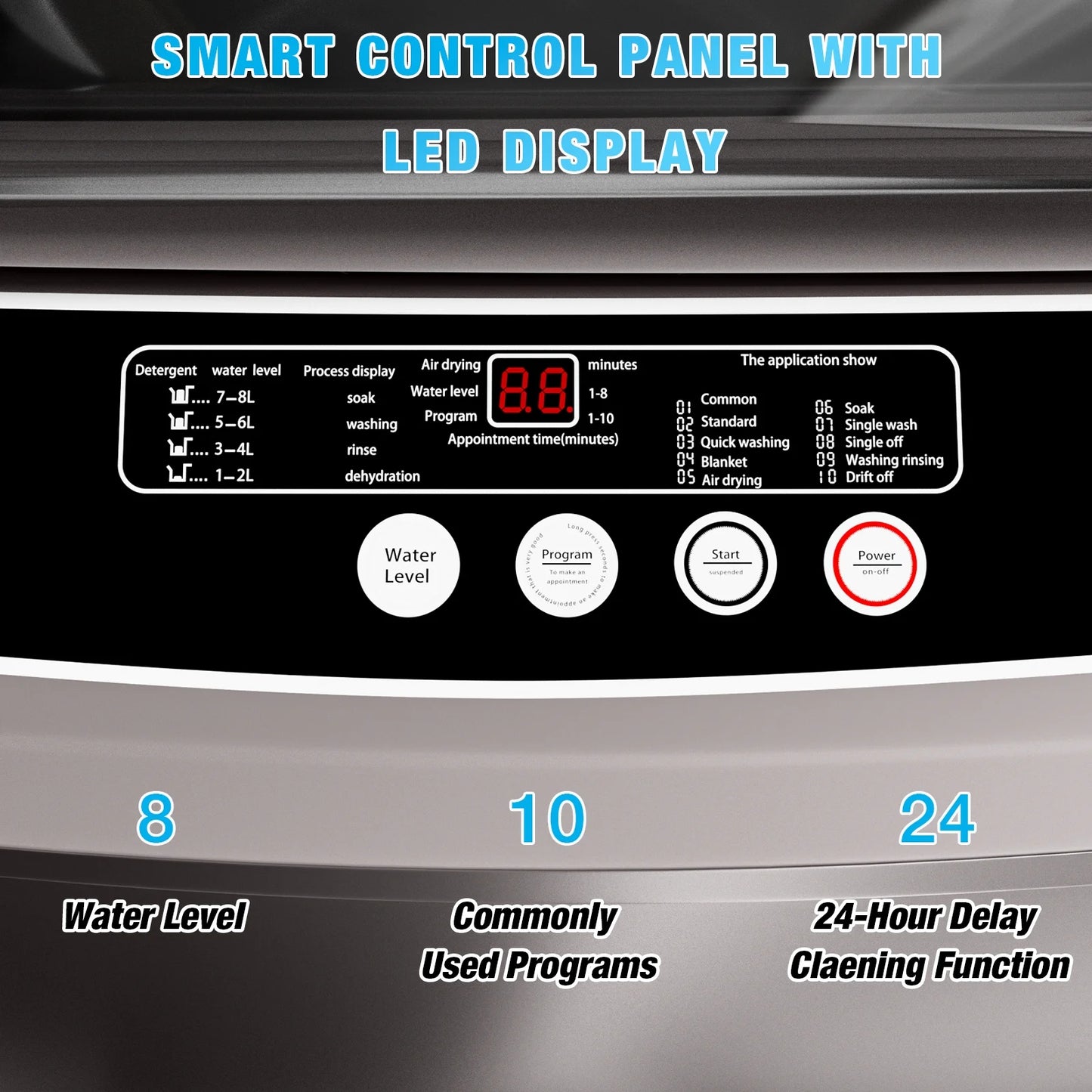 TABU Portable Washer and Dryer Set, 17.6LBS Compact Washing Machine & 8.8LBS Compact Dryer(Gray&White)