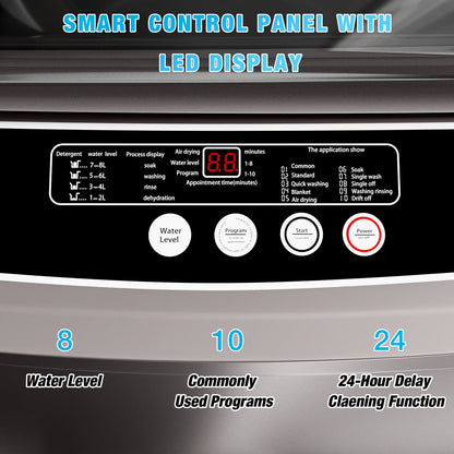 TABU Portable Washer and Dryer Set, 17.6LBS Compact Washing Machine & 8.8LBS Compact Dryer(Gray&White)