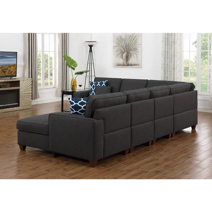 Devion Furniture 7-Piece Upholstered Modern Fabric Sectional in Light Gray