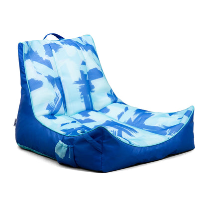 Big Joe Captain's Float No Inflation Needed Pool Lounger with Drink Holder, Tropical Hibiscus Aqua Double Sided Mesh, Quick Draining Fabric, 3 feet