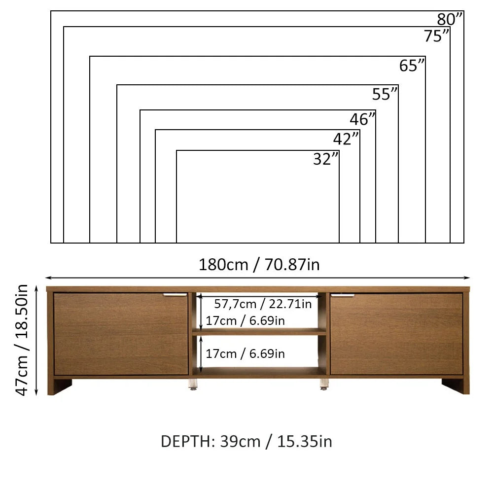 Madesa TV Stand Large Media Console with Cable Management for 65, 75 Inch Media Storage Gaming Living Room Entertainment Center Modern Wooden Television Cabinet - Black