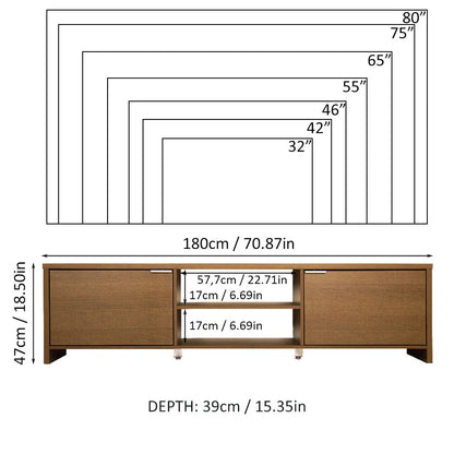 Madesa TV Stand Large Media Console with Cable Management for 65, 75 Inch Media Storage Gaming Living Room Entertainment Center Modern Wooden Television Cabinet - Black