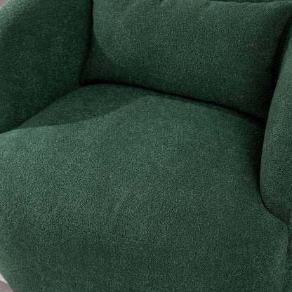 34" Wide Boucle Swivel Barrel Chair, No Assembly Round Upholstered Armchair Accent Chair Single Sofa Chair with Toss Pillow for Living Room and Bedroom, Taupe