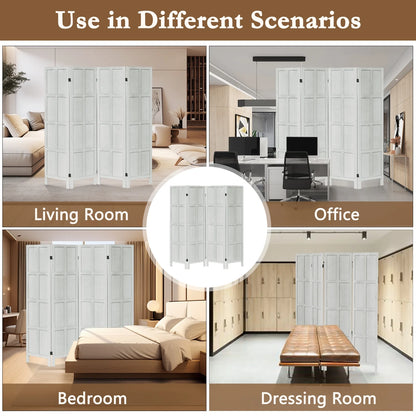 Aletheiawu 4 Panel Room Divider Wall and Folding Privacy Screens��No Installation Required��White