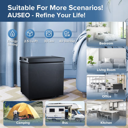 Auseo 2.5 cu. ft. Chest Freezer with 2 baskets Free Standing Top open Door Deep Compact Freezer Suitable for Home/RV/Kitchen/Office-Black