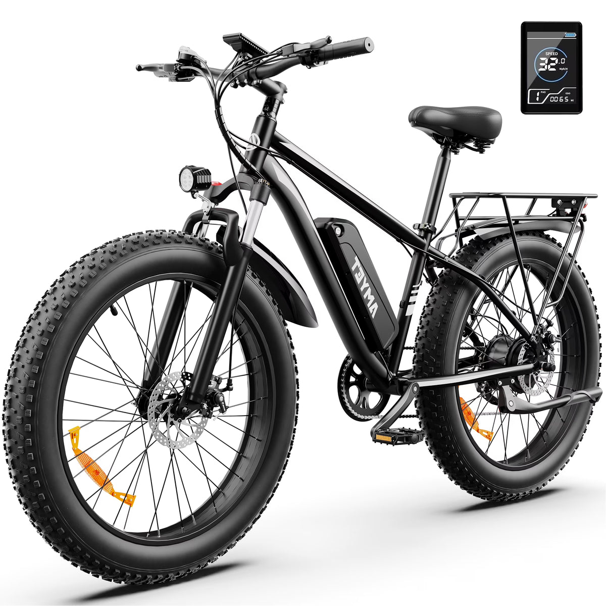 AMYET EB26 Electric Bike for Adults, 26*4.0 Fat Tire E-Mountain Bicycle,Peak 1500W Motor 48V 15Ah 7-Speed Ebike UL2849